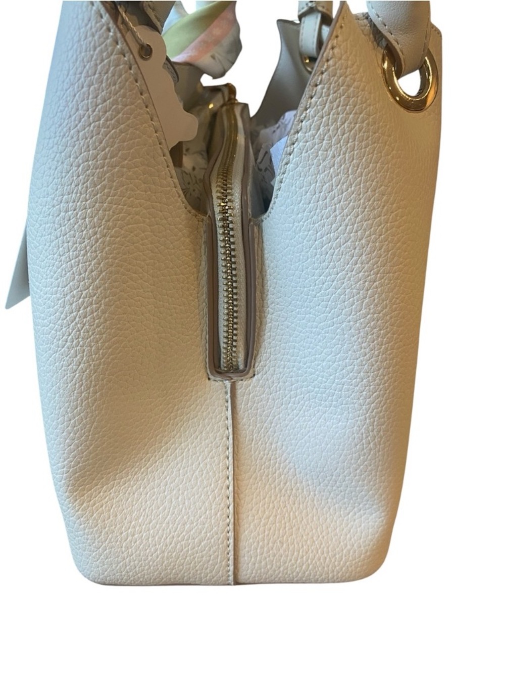 Nanette Lepore Cream Textured Tote with Scarf Accent - Picture 8 of 13